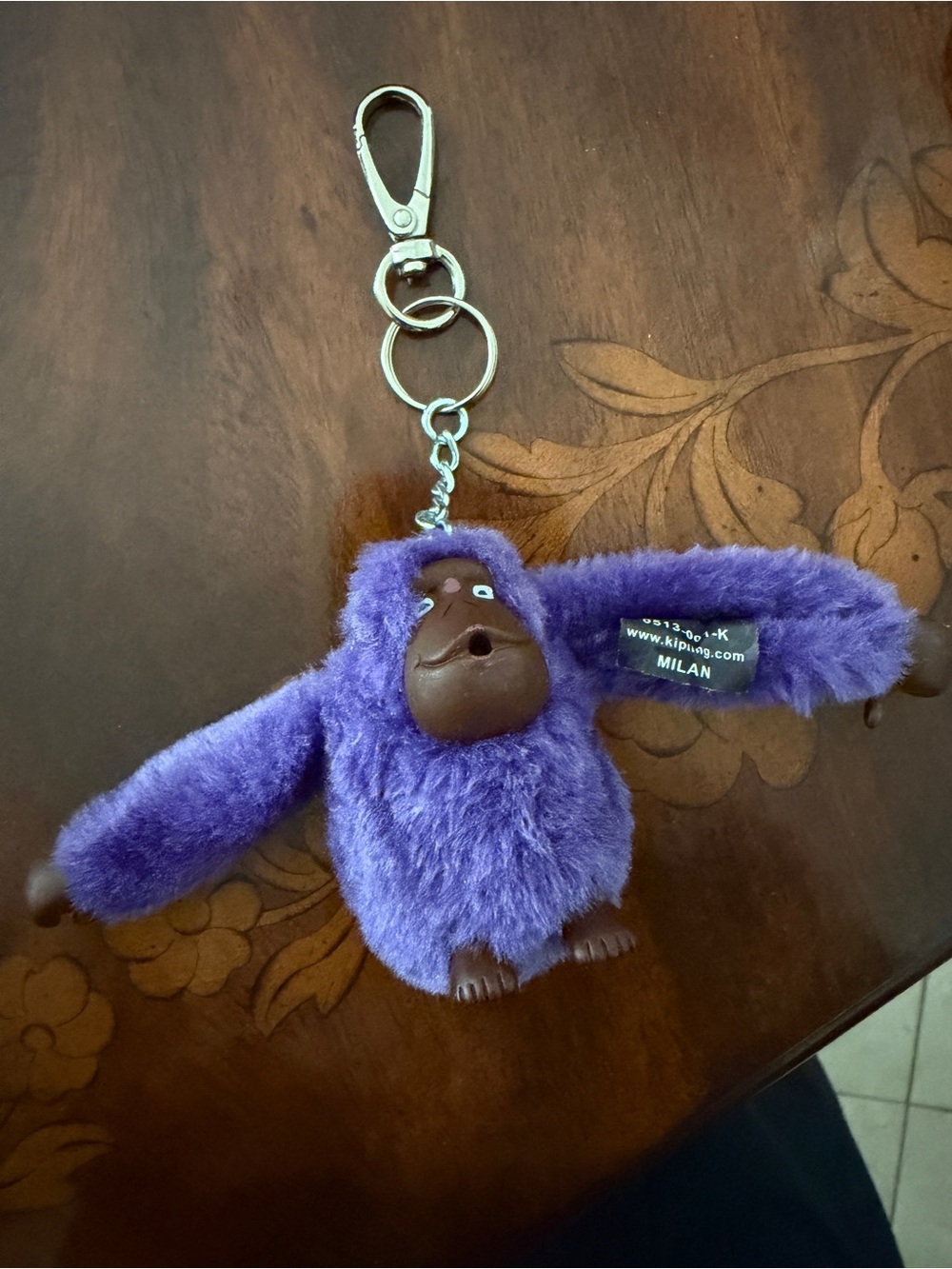 Kipling Milan Purple Plush Monkey Keyring